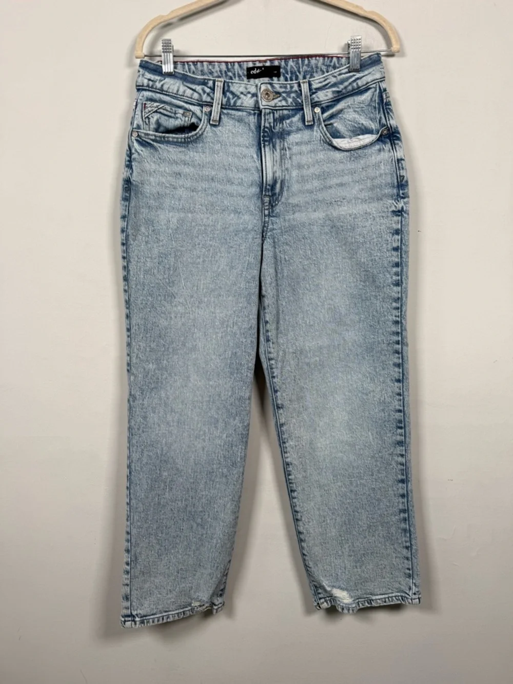 Edgely High Rise Light Wash Straight-Leg Ankle Jeans, size 10
